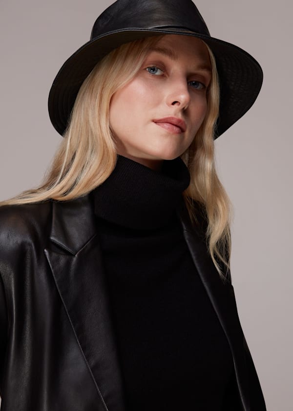 Black Leather Bucket Hat