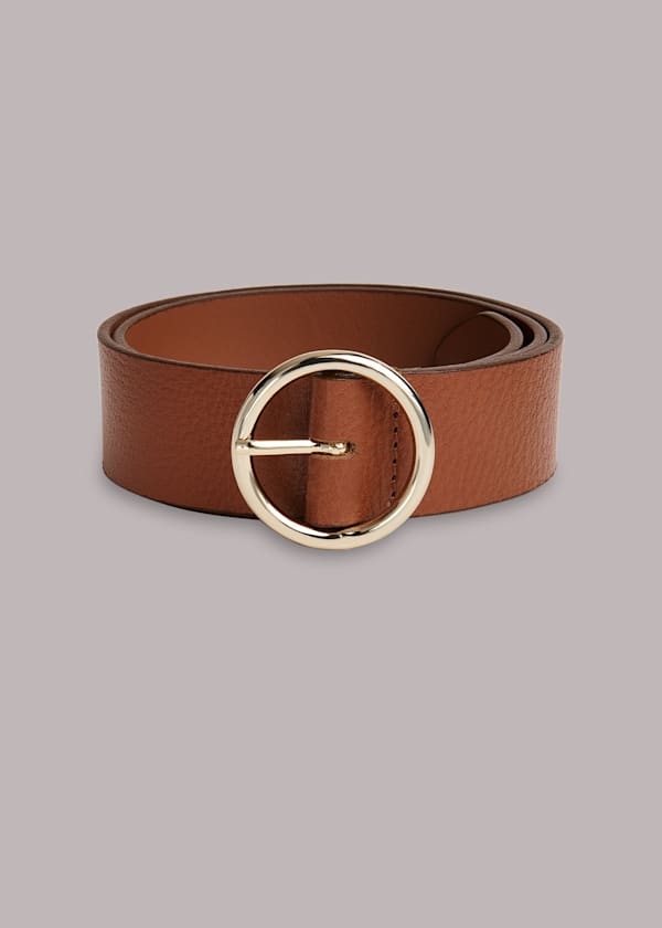 Tan Circle Buckle Belt