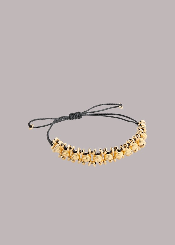 Gold Beaded Cord Bracelet