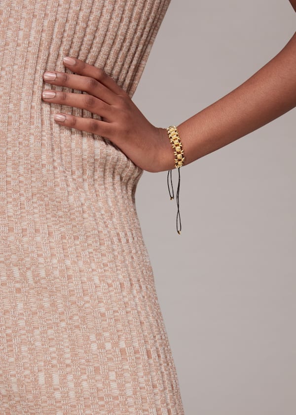 Gold Beaded Cord Bracelet