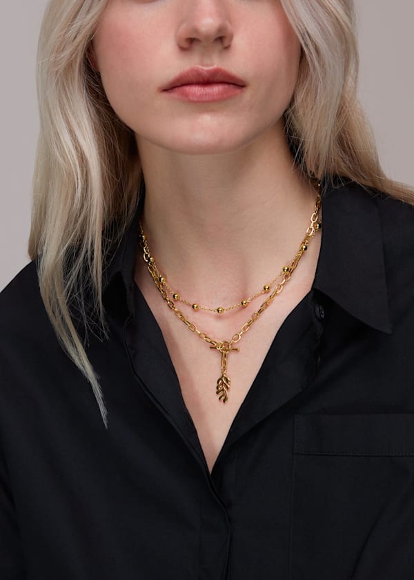 Gold Leaf Chain Necklace