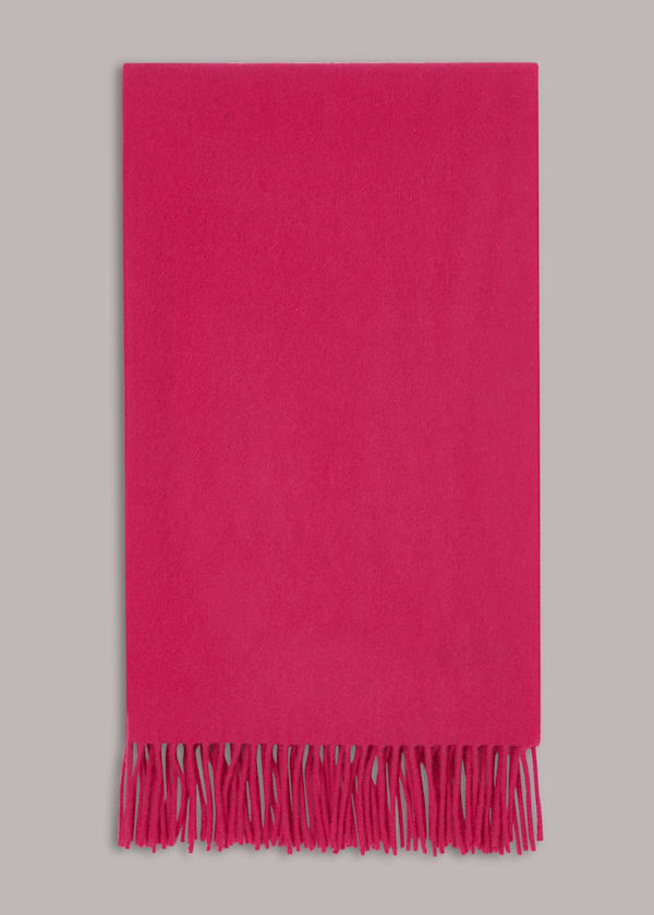 Pink Fringed Wool Scarf
