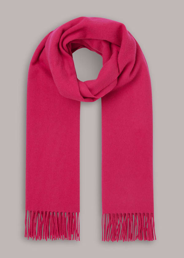 Pink Fringed Wool Scarf