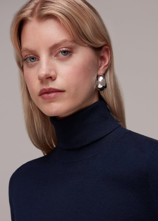 Silver Large Curved Hoop Earring