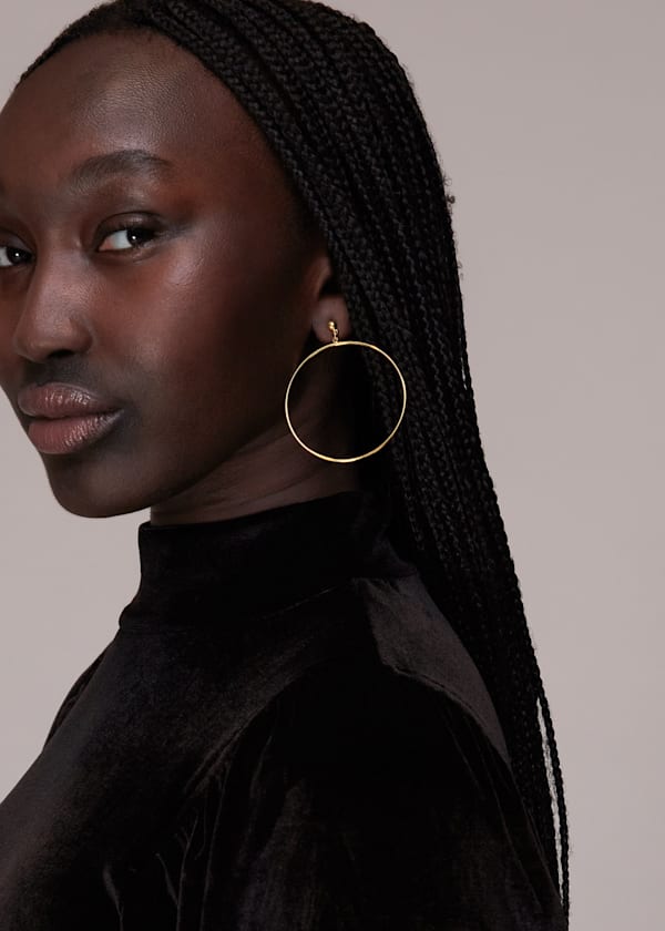 Gold Large Stud Hoop Earring