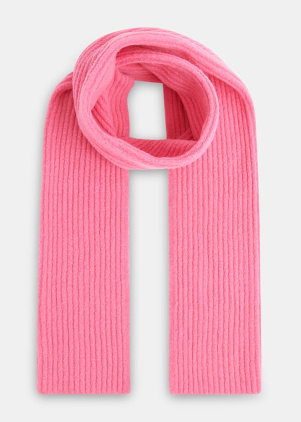 Pink Wool Mix Rib Scarf