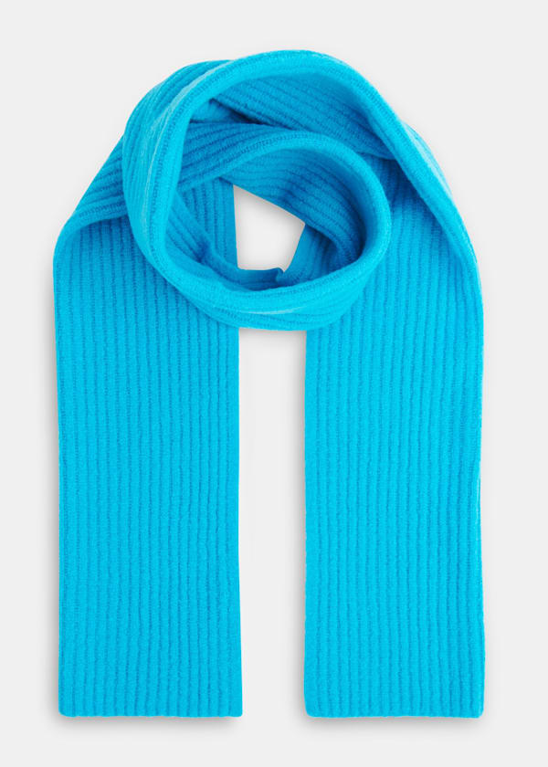 Turquoise Wool Mix Rib Scarf