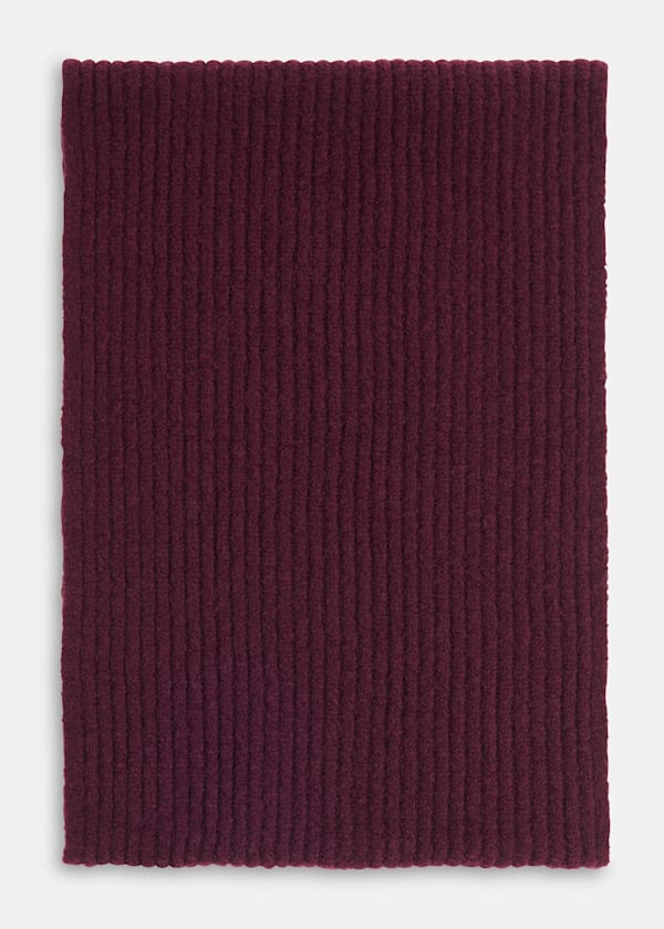 Burgundy Wool Mix Rib Scarf