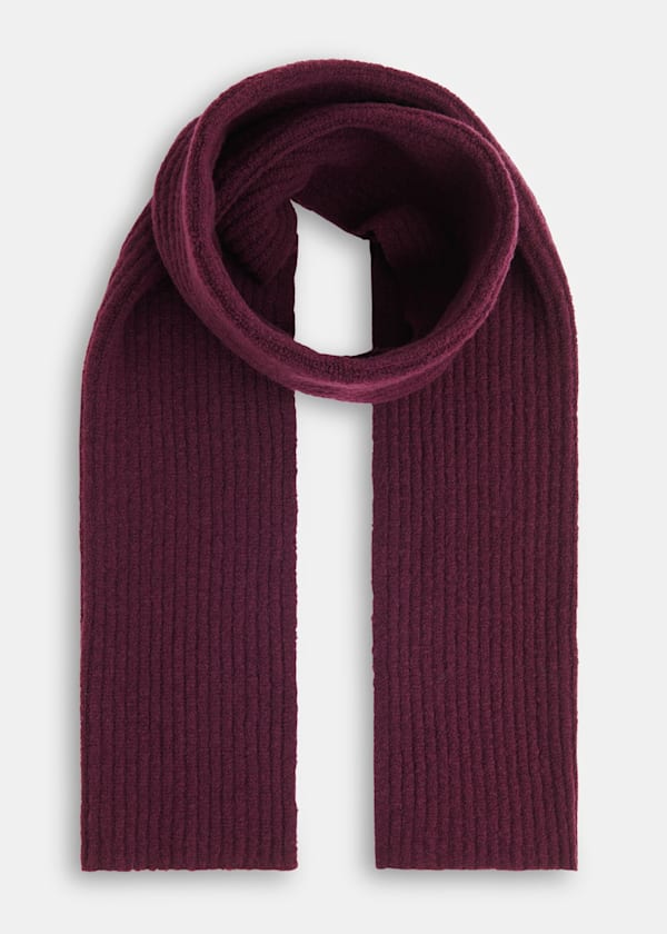 Burgundy Wool Mix Rib Scarf