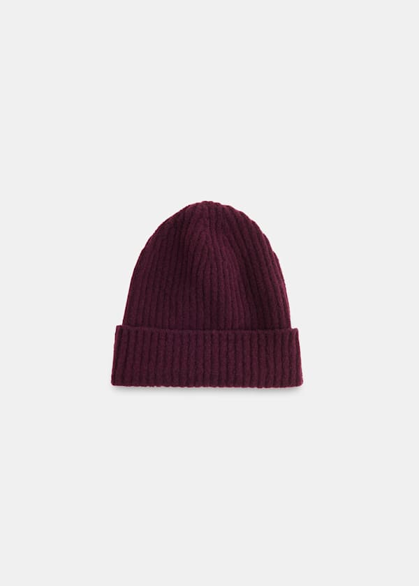 Burgundy Wool Mix Rib Beanie