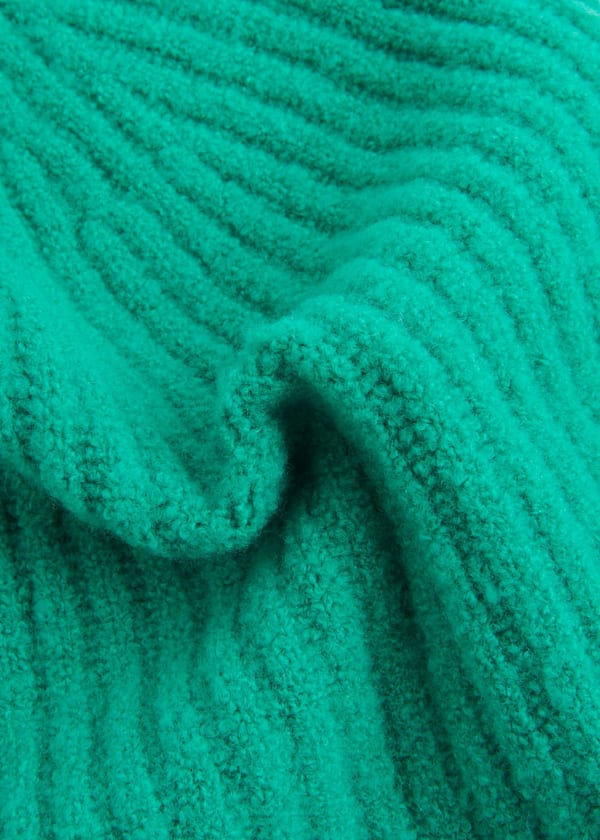 Green Wool Mix Rib Beanie