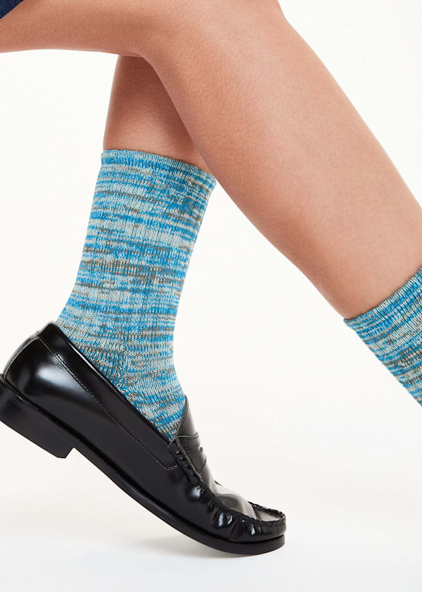 Blue Chunky Marl Socks