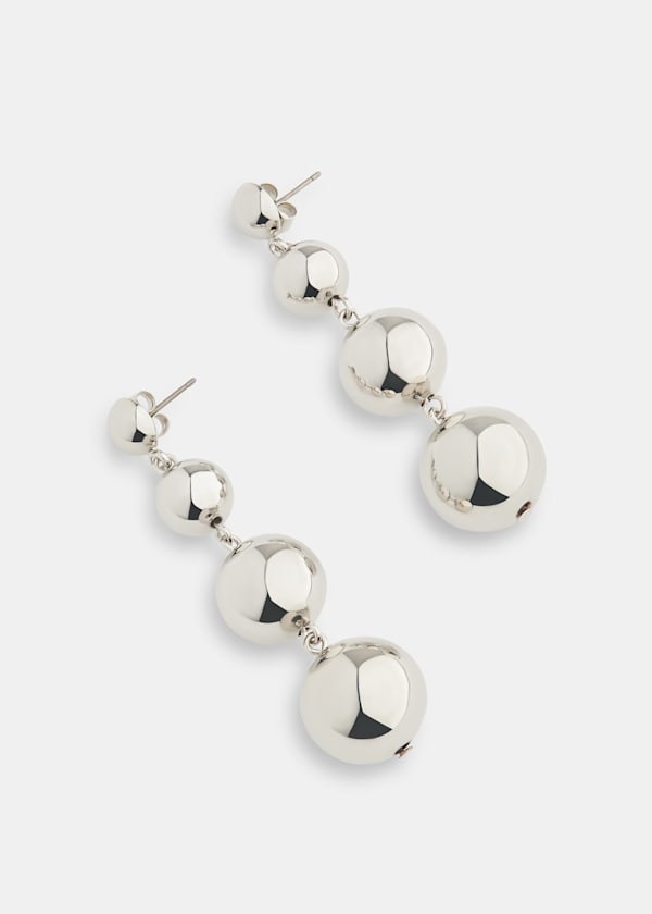 Silver Sphere Drop Earring