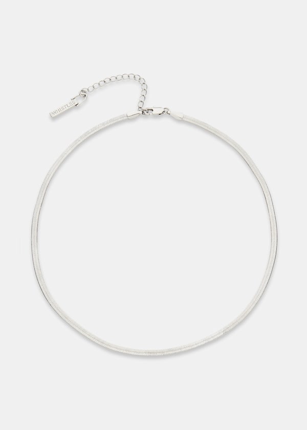 Silver Flat Snake Chain Necklace