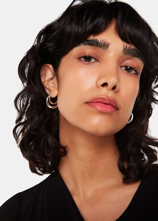Silver Outline Hoop Earring
