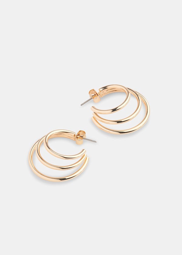 Gold Medium Triple Hoop Earring