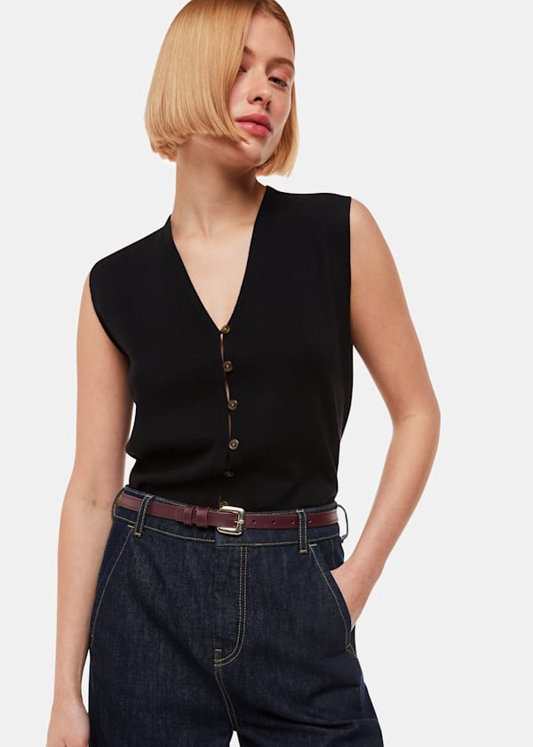Plum Square Buckle Belt