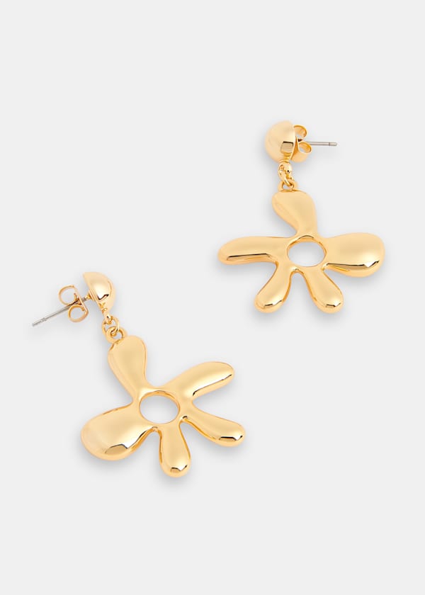 Gold Abstract Stud Drop Earring
