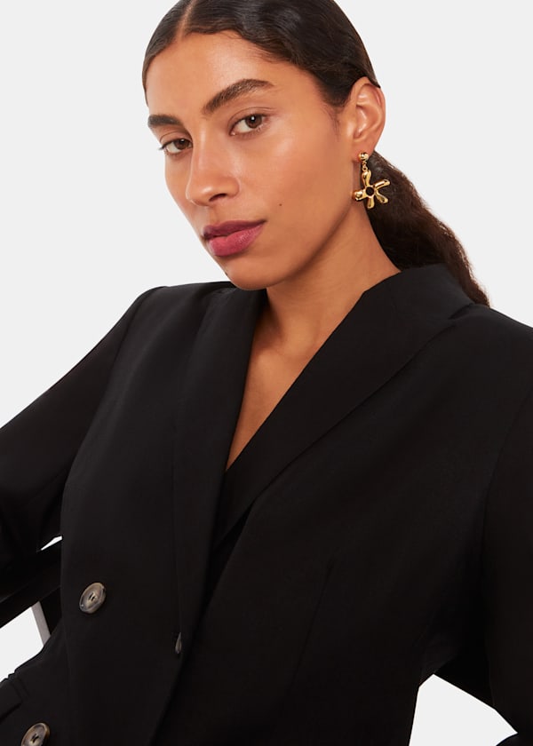 Gold Abstract Stud Drop Earring