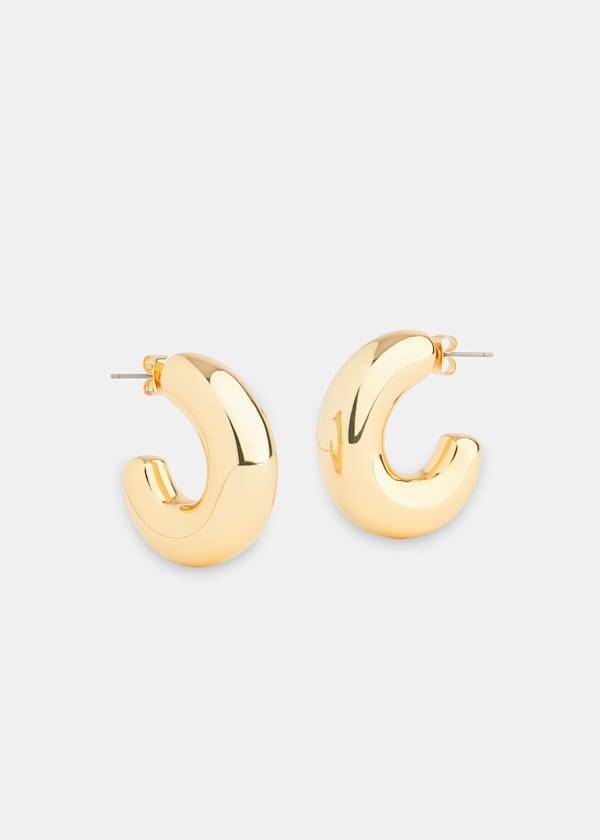 Gold Bulbous Curved Hoop