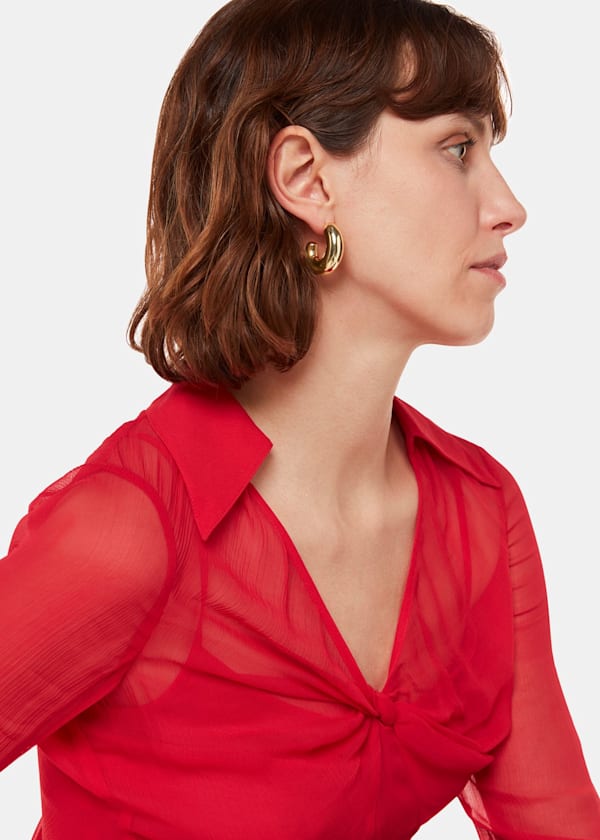 Gold Bulbous Curved Hoop
