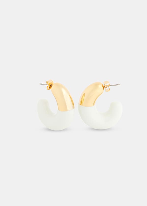Gold Enamel Bulbous Curved Hoop