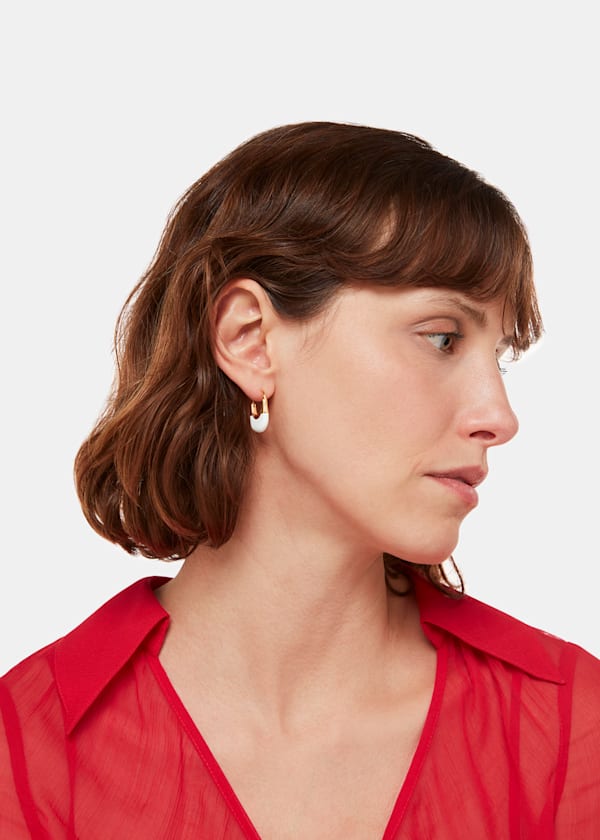 Neutral Enamel Oval Hoop