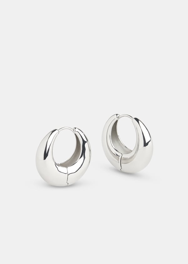 Silver Chunky Curved Earring