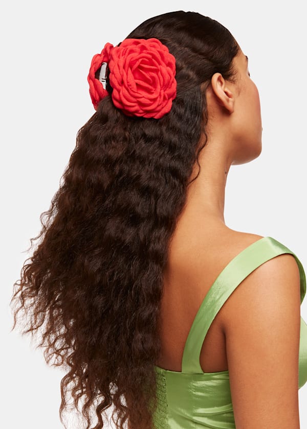 Red Flower Claw Clip