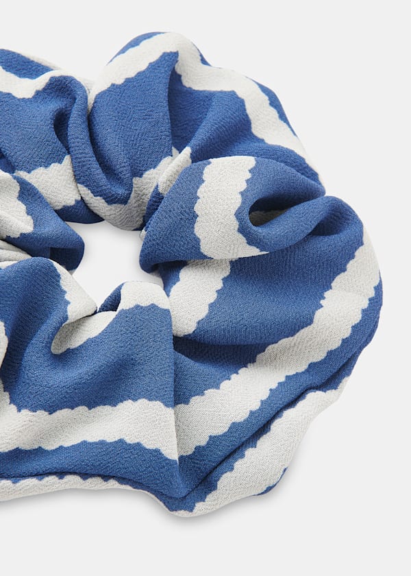 Blue Crinkle Stripe Scrunchie