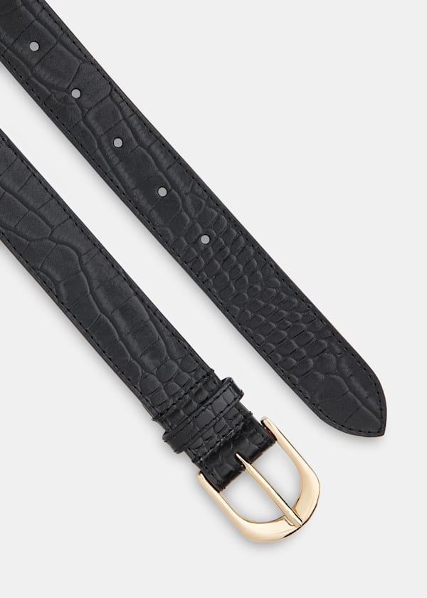 Black Shiny Croc Belt