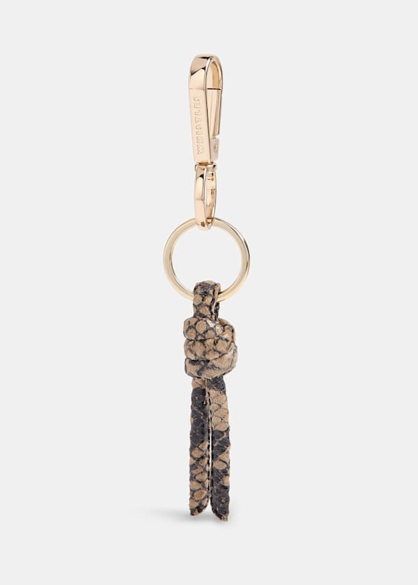 Snake Print Leather Knotted Keyring