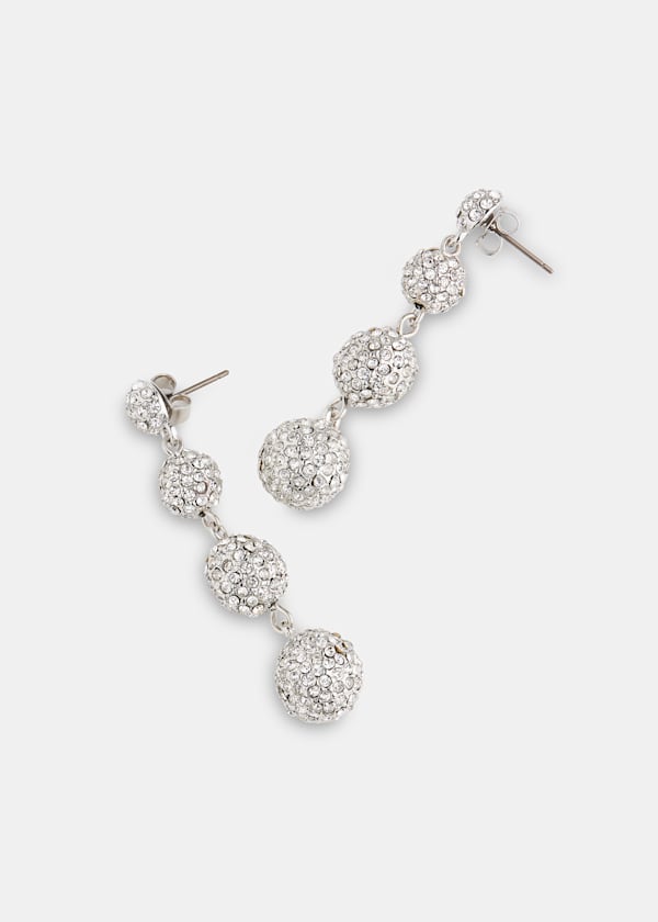 Silver Diamante Sphere Drop Earring