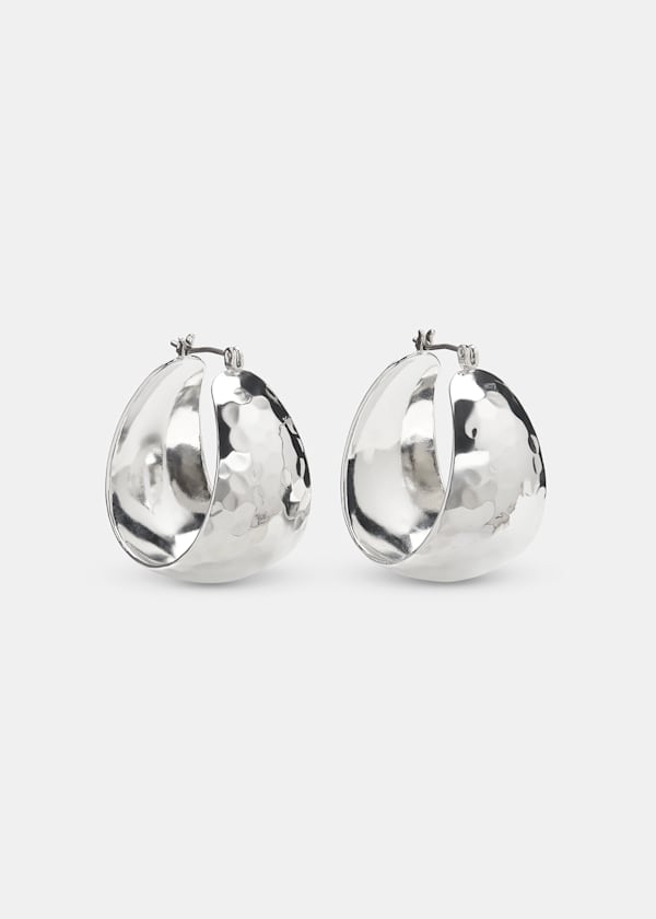 Silver Textured Curved Earring