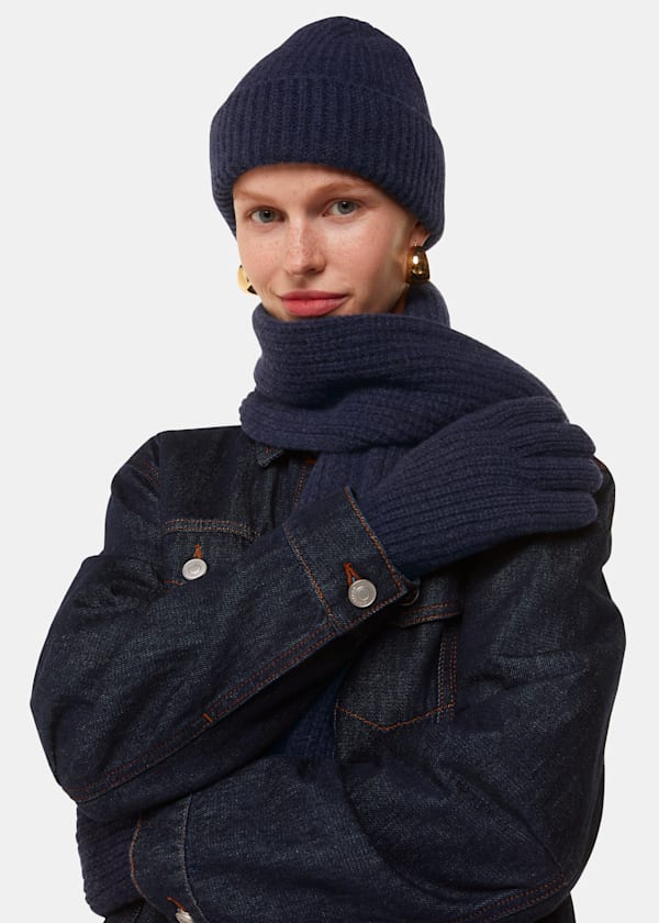 Navy Lambswool Scarf