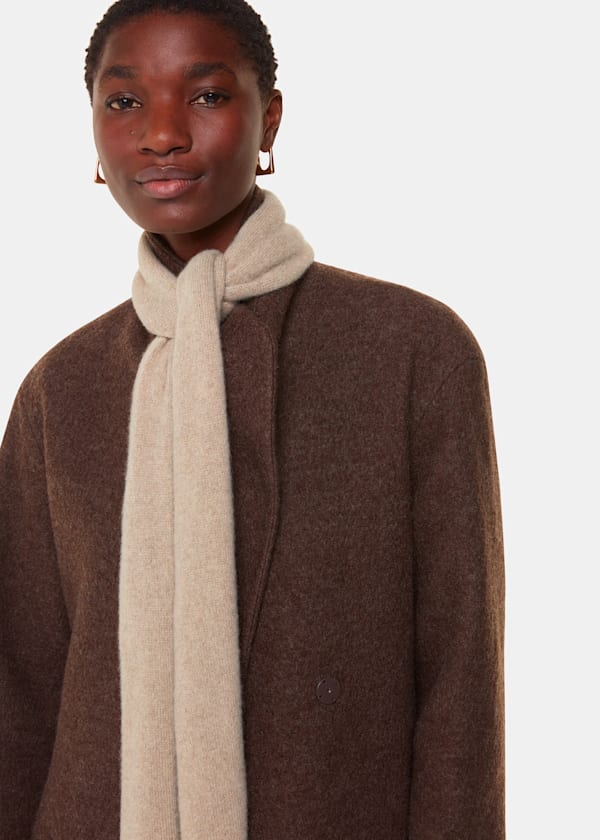 Taupe Cashmere Wool Blend Scarf
