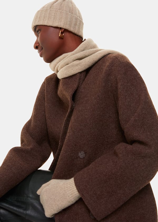 Taupe Cashmere Wool Blend Scarf