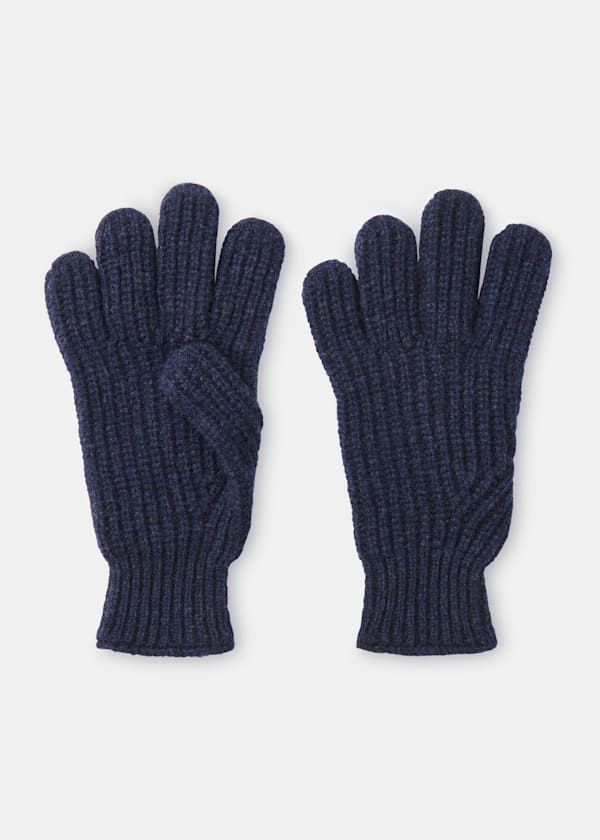 Navy Lambswool Gloves