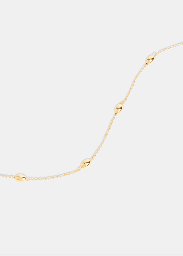 Gold Oval Beaded T Bar Necklace