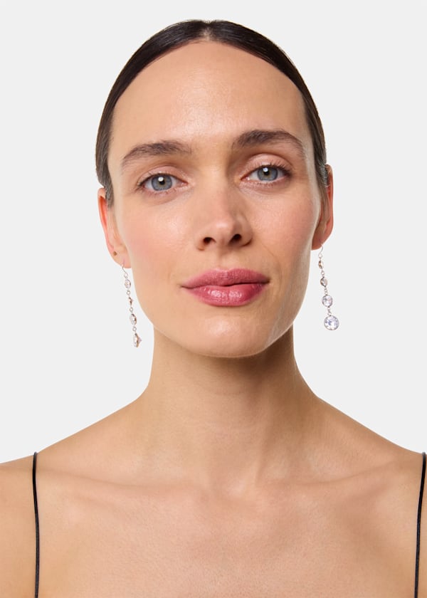 Silver Clear Gem Drop Earring