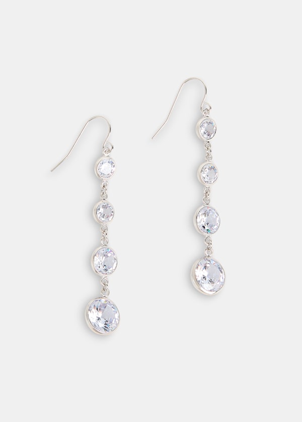 Silver Clear Gem Drop Earring