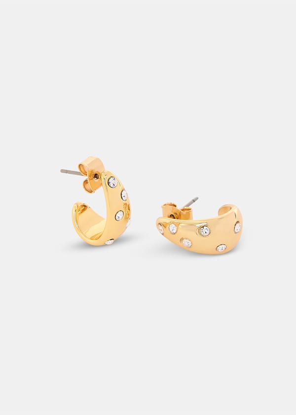 Gold Diamante Mini Curved Earring
