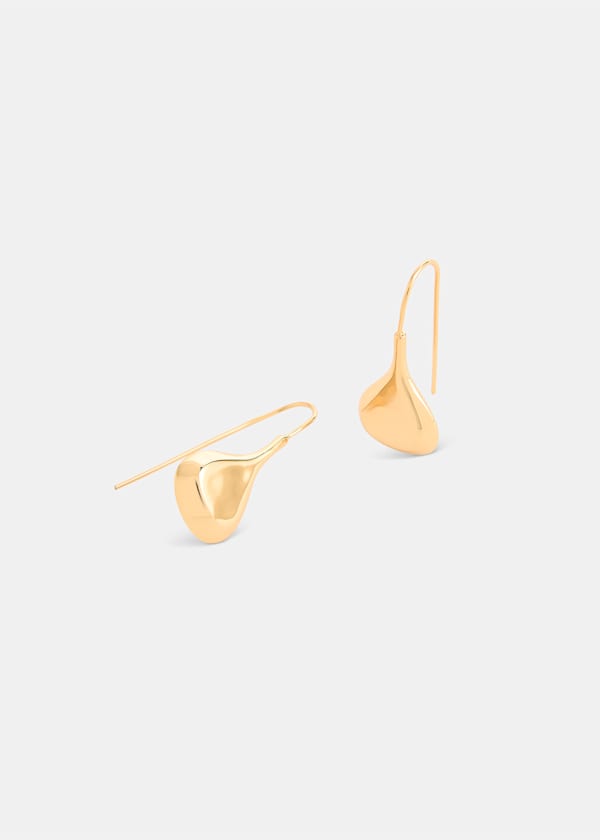 Gold Flat Teardrop Wire Earring