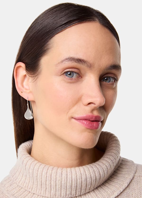 Silver Flat Teardrop Wire Earring