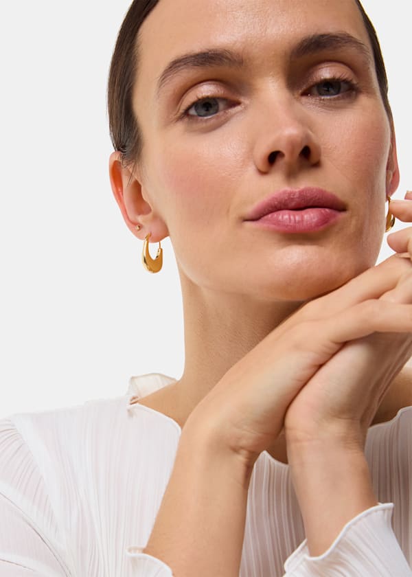 Gold Oval Hoop Earring