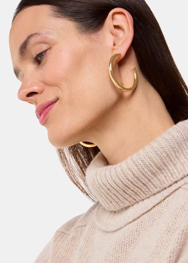 Gold Tubular Large Hoop
