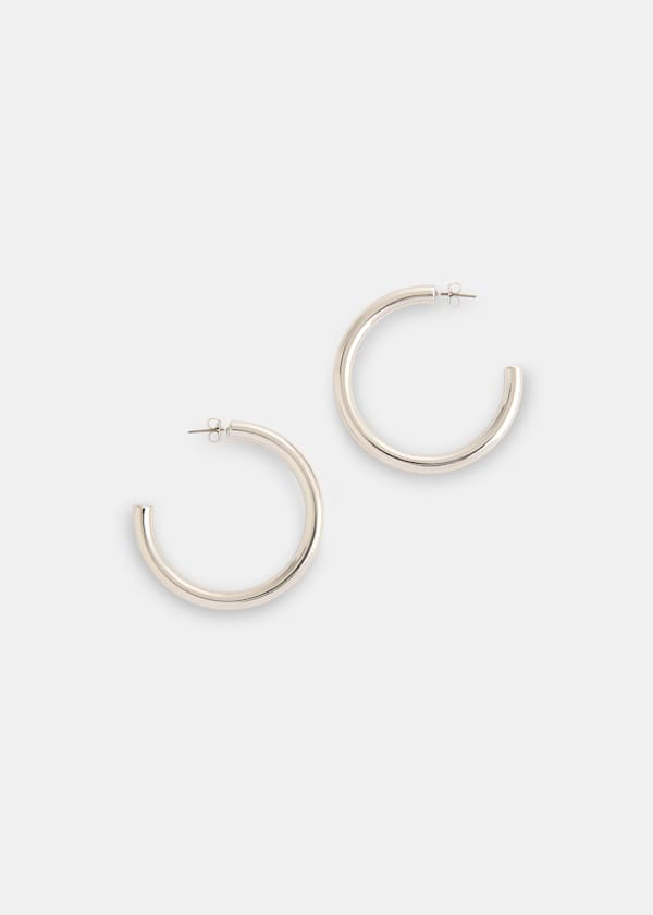 Silver Tubular Large Hoop