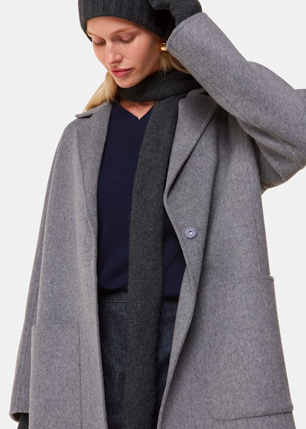 Dark Grey Cashmere Wool Blend Scarf
