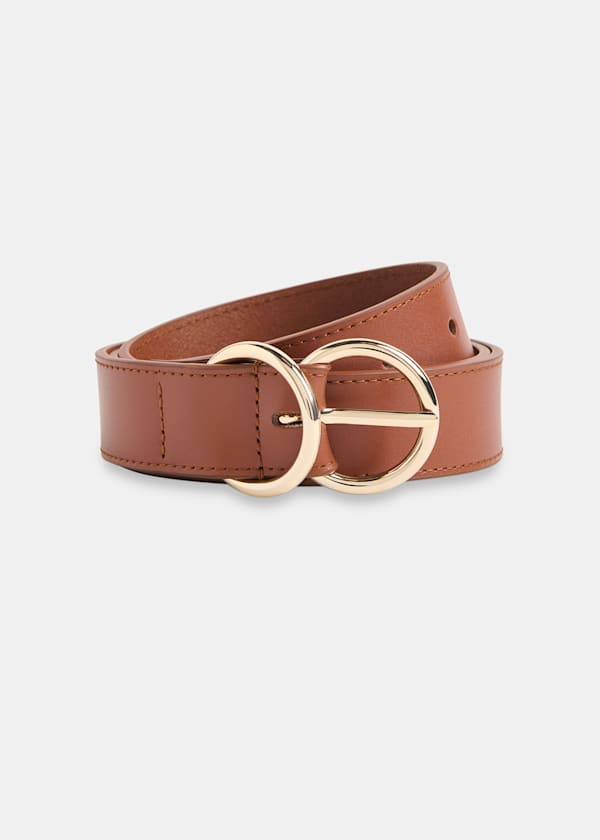 Tan Double Ring Buckle Belt