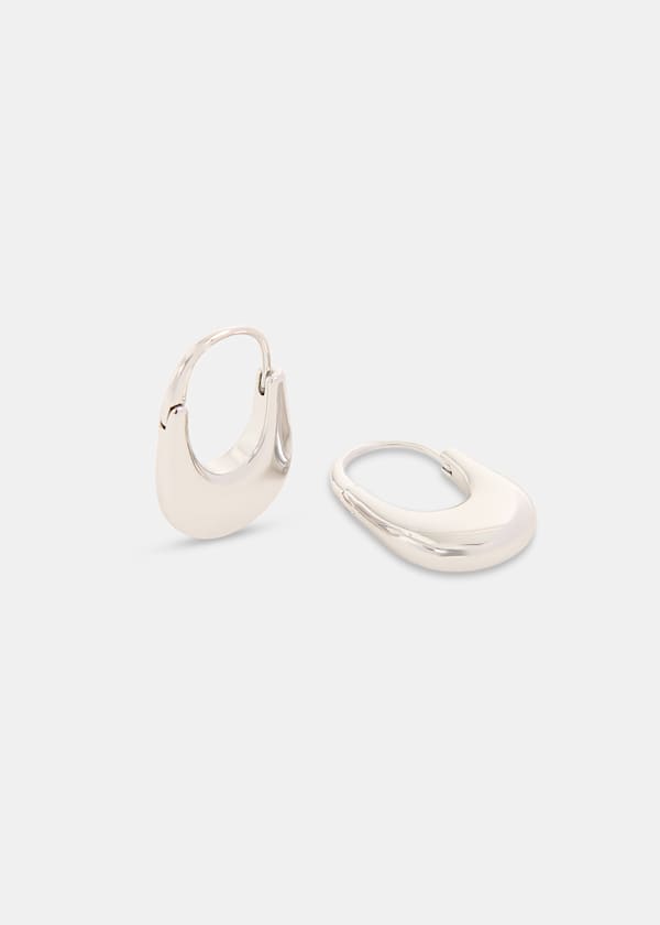 Silver Oval Hoop Earring